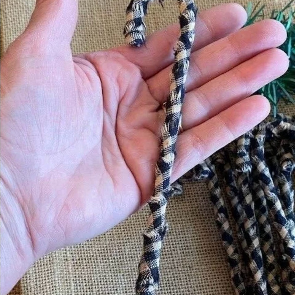 12 Primitive 6" Handmade black plaid Fabric Candy Canes Christmas Ornaments - Picture 4 of 6